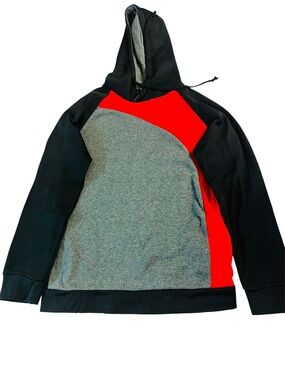 Reverb Color Block Pullover Hoodie Black Gray  Red /Unisex Hooded Sweatshirt